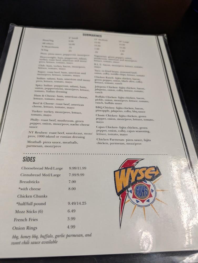 Wyse Guys Restaurant & Pizzeria Menu image 1