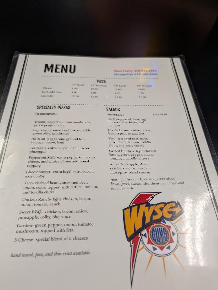 Wyse Guys Restaurant & Pizzeria Menu image 2